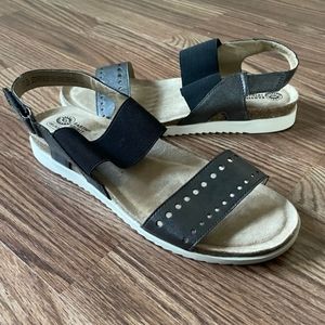 Earth Spirit Sandals, Size 9.5, Black, White, Metallic Black